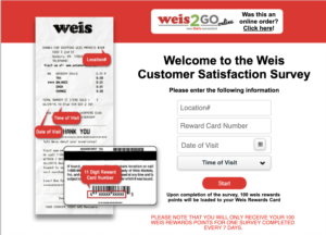www.Weisfeedback.com - Get Win $100 - Weis Markets Survey