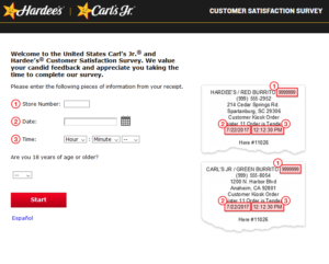 Tellhappystar.com - Get a Coupon Code - Hardee's Survey